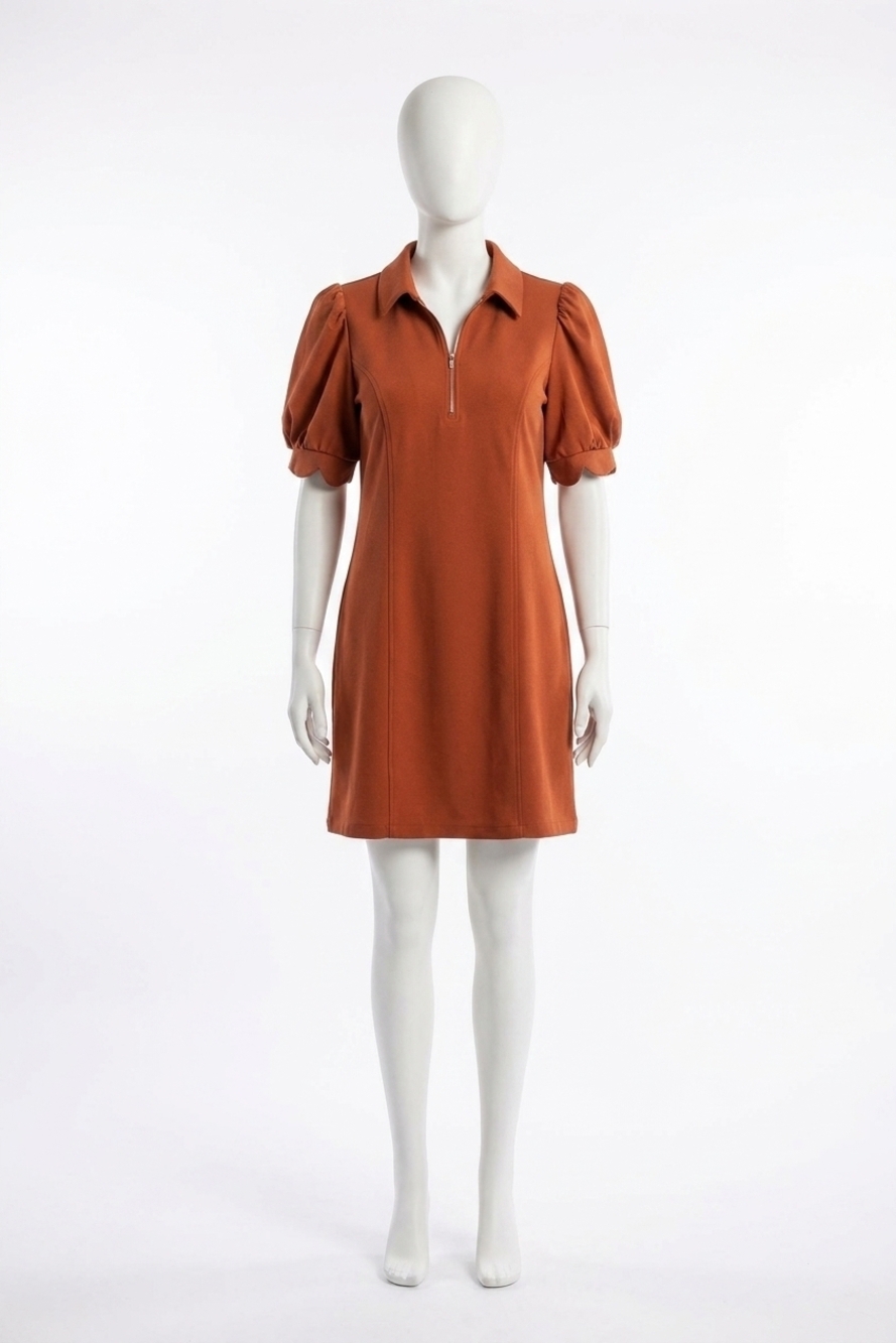 NEW ENTRO women's mini short sleeves dress in rust